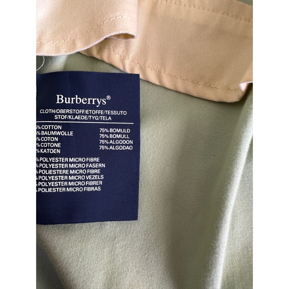 Vintage Burberrys' Mint Sage Green Mac Trench Coat Size 12L w/ Hanger & Dust Bag - Picture 9 of 11